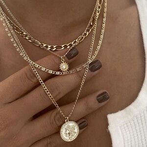 Elegant Gold and Silver Layered Necklace Set